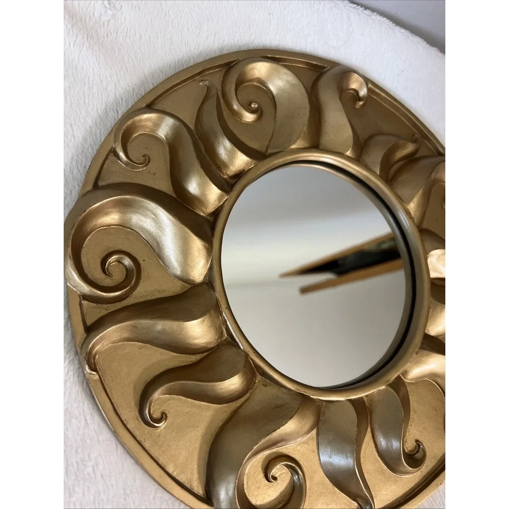 Vintage Gold Sunburst Wall Mirror Decorative Celestial Boho Sun Whimsical 90's